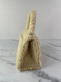 BALENCIAGA Beige Curly Faux Shearling Small Hourglass Top Handle Crossbody/Shoulder Bag
