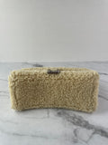 BALENCIAGA Beige Curly Faux Shearling Small Hourglass Top Handle Crossbody/Shoulder Bag