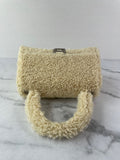 BALENCIAGA Beige Curly Faux Shearling Small Hourglass Top Handle Crossbody/Shoulder Bag