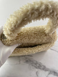 BALENCIAGA Beige Curly Faux Shearling Small Hourglass Top Handle Crossbody/Shoulder Bag