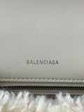 BALENCIAGA Beige Curly Faux Shearling Small Hourglass Top Handle Crossbody/Shoulder Bag