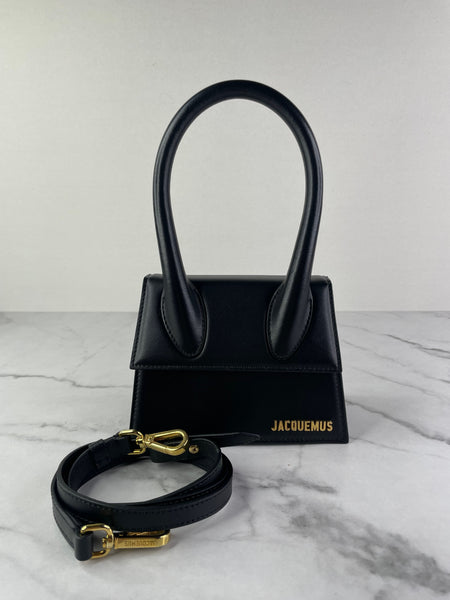 JACQUEMUS Black Le Chiquito Moyen Leather Top Handle Shoulder/Crossbody Bag