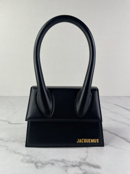 JACQUEMUS Black Le Chiquito Moyen Leather Top Handle Shoulder/Crossbody Bag