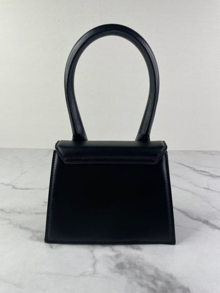 JACQUEMUS Black Le Chiquito Moyen Leather Top Handle Shoulder/Crossbody Bag