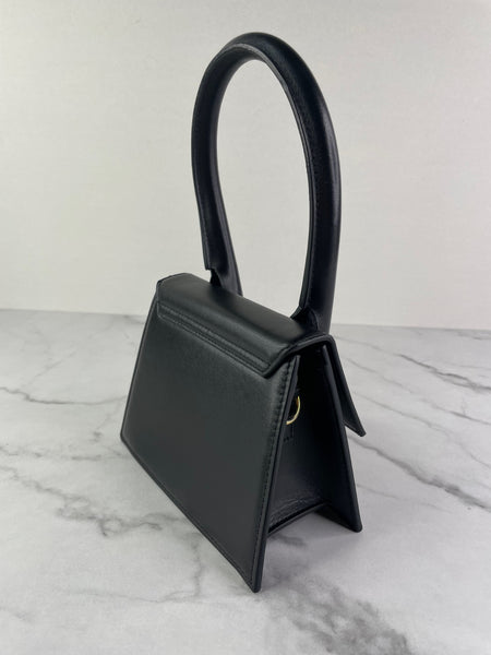 JACQUEMUS Black Le Chiquito Moyen Leather Top Handle Shoulder/Crossbody Bag