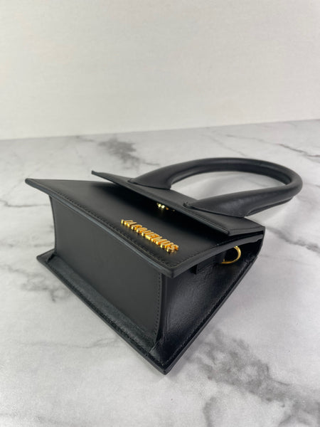 JACQUEMUS Black Le Chiquito Moyen Leather Top Handle Shoulder/Crossbody Bag