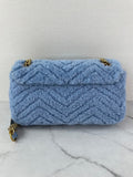 GUCCI Cadet Blue Small GG Marmont leather-trimmed matelassé shearling shoulder/crossbody bag