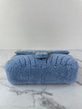 GUCCI Cadet Blue Small GG Marmont leather-trimmed matelassé shearling shoulder/crossbody bag