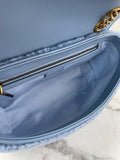 GUCCI Cadet Blue Small GG Marmont leather-trimmed matelassé shearling shoulder/crossbody bag