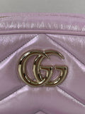 GUCCI Iridescent Escape Pink Nappa Chevron Matelasse Small GG Marmont Chain Shoulder/Crossbody Bag