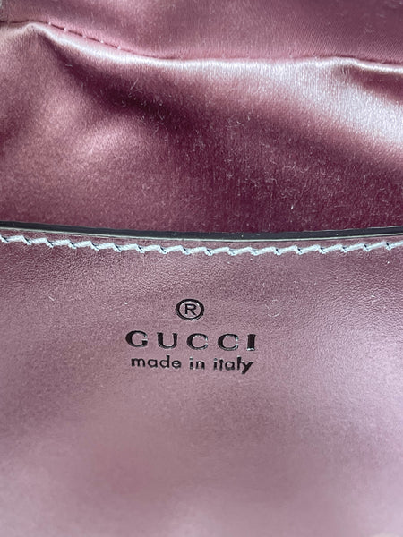 GUCCI Iridescent Escape Pink Nappa Chevron Matelasse Small GG Marmont Chain Shoulder/Crossbody Bag