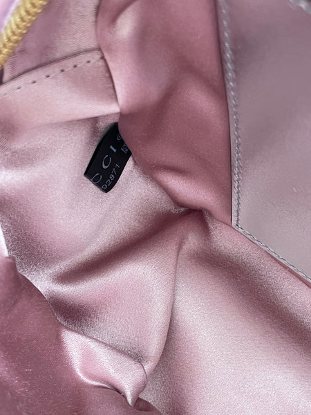 GUCCI Iridescent Escape Pink Nappa Chevron Matelasse Small GG Marmont Chain Shoulder/Crossbody Bag