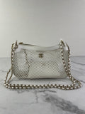Chanel White Mesh/Lambskin Crossbody/Shoulder Bag with Pouch