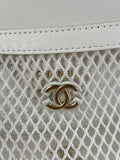 Chanel White Mesh/Lambskin Crossbody/Shoulder Bag with Pouch