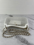 Chanel White Mesh/Lambskin Crossbody/Shoulder Bag with Pouch