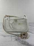 Chanel White Mesh/Lambskin Crossbody/Shoulder Bag with Pouch