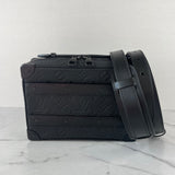 LOUIS VUITTON Black Monogram Embossed Taurillon Leather Handle Soft Trunk Crossbody/Shoulder Bag