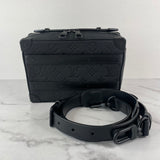 LOUIS VUITTON Black Monogram Embossed Taurillon Leather Handle Soft Trunk Crossbody/Shoulder Bag
