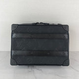 LOUIS VUITTON Black Monogram Embossed Taurillon Leather Handle Soft Trunk Crossbody/Shoulder Bag