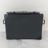 LOUIS VUITTON Black Monogram Embossed Taurillon Leather Handle Soft Trunk Crossbody/Shoulder Bag