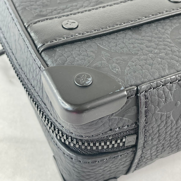 LOUIS VUITTON Black Monogram Embossed Taurillon Leather Handle Soft Trunk Crossbody/Shoulder Bag