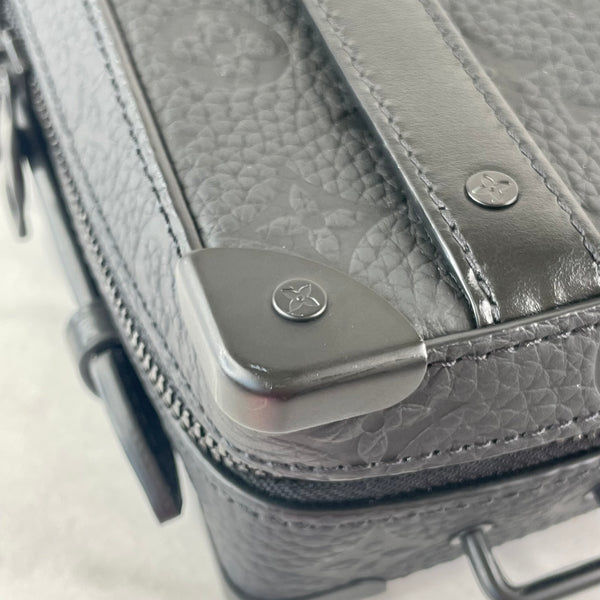LOUIS VUITTON Black Monogram Embossed Taurillon Leather Handle Soft Trunk Crossbody/Shoulder Bag