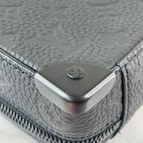 LOUIS VUITTON Black Monogram Embossed Taurillon Leather Handle Soft Trunk Crossbody/Shoulder Bag