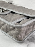 CHANEL Light Grey Caviar Quilted Medium French Riviera Flap Shoulder/Crossbody Bag