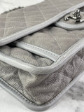 CHANEL Light Grey Caviar Quilted Medium French Riviera Flap Shoulder/Crossbody Bag