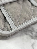 CHANEL Light Grey Caviar Quilted Medium French Riviera Flap Shoulder/Crossbody Bag