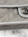 CHANEL Light Grey Caviar Quilted Medium French Riviera Flap Shoulder/Crossbody Bag