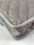 CHANEL Light Grey Caviar Quilted Medium French Riviera Flap Shoulder/Crossbody Bag