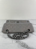 CHANEL Light Grey Caviar Quilted Medium French Riviera Flap Shoulder/Crossbody Bag