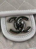 CHANEL Light Grey Caviar Quilted Medium French Riviera Flap Shoulder/Crossbody Bag
