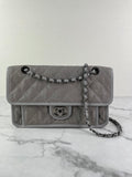 CHANEL Light Grey Caviar Quilted Medium French Riviera Flap Shoulder/Crossbody Bag