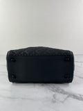 Christian Dior Ultra Black Matte Calfskin Cannage Studded Medium Supple Lady Dior Crossbody/Shoulder Bag