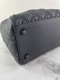 Christian Dior Ultra Black Matte Calfskin Cannage Studded Medium Supple Lady Dior Crossbody/Shoulder Bag