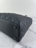 Christian Dior Ultra Black Matte Calfskin Cannage Studded Medium Supple Lady Dior Crossbody/Shoulder Bag