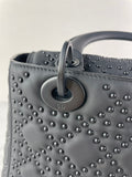 Christian Dior Ultra Black Matte Calfskin Cannage Studded Medium Supple Lady Dior Crossbody/Shoulder Bag