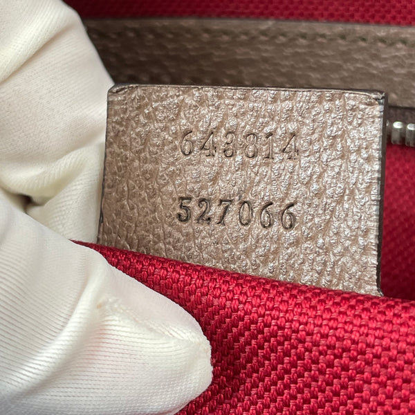 GUCCI GG Supreme Monogram Beige Ebony Textured Dollar Calfskin Small Detail Tote Hand/Shoulder Bag