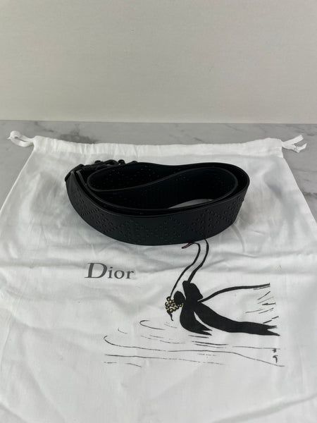 Christian Dior Ultra Black Matte Calfskin Cannage Studded Medium Supple Lady Dior Crossbody/Shoulder Bag