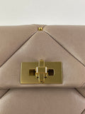 Valentino Clay (Taupe) Nappa Patchwork Roman Stud Shoulder/Crossbody Bag