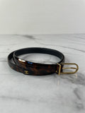 CHANEL CC Brown Leopard Print Patent Leather Skinny Belt Size 75/30