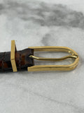 CHANEL CC Brown Leopard Print Patent Leather Skinny Belt Size 75/30