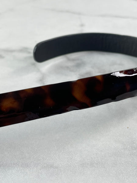 CHANEL CC Brown Leopard Print Patent Leather Skinny Belt Size 75/30