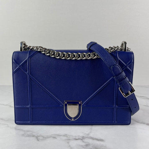 CHRISTIAN DIOR Blue Medium Diorama Crossbody/Shoulder Flap Bag
