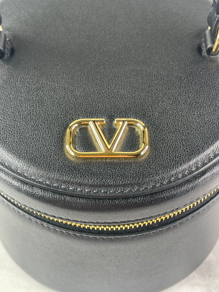 VALENTINO Vlogo Black Leather Jewelry Box/Signature Vanity Case