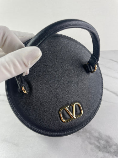 VALENTINO Vlogo Black Leather Jewelry Box/Signature Vanity Case