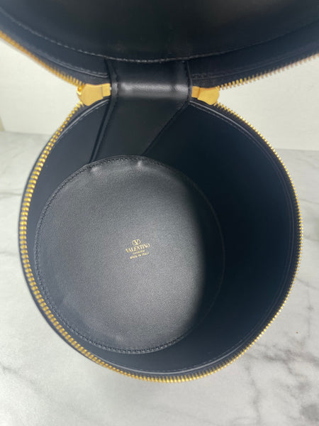 VALENTINO Vlogo Black Leather Jewelry Box/Signature Vanity Case