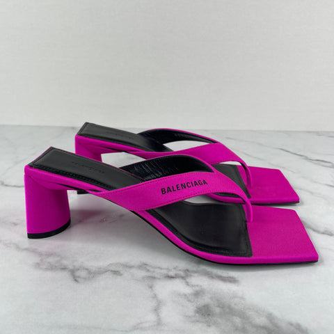 BALENCIAGA Pink Flip Flop Heels Size 38.5